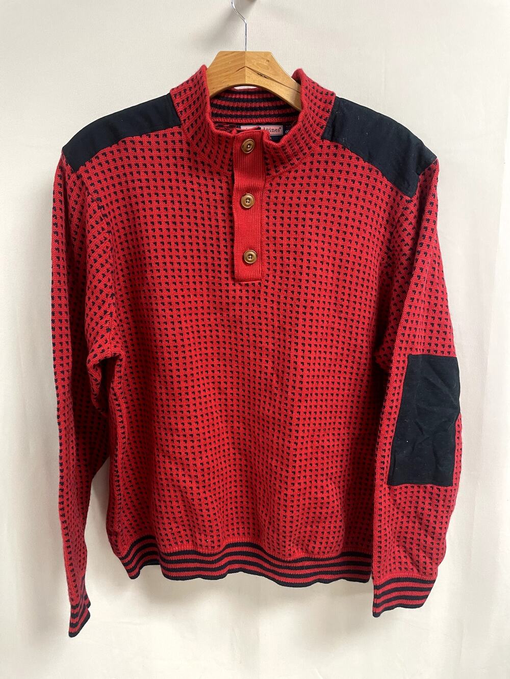 VINEYARD VINES Wool Linen Elbow Patch Pullover Sweater Red and Blue Men's XXL